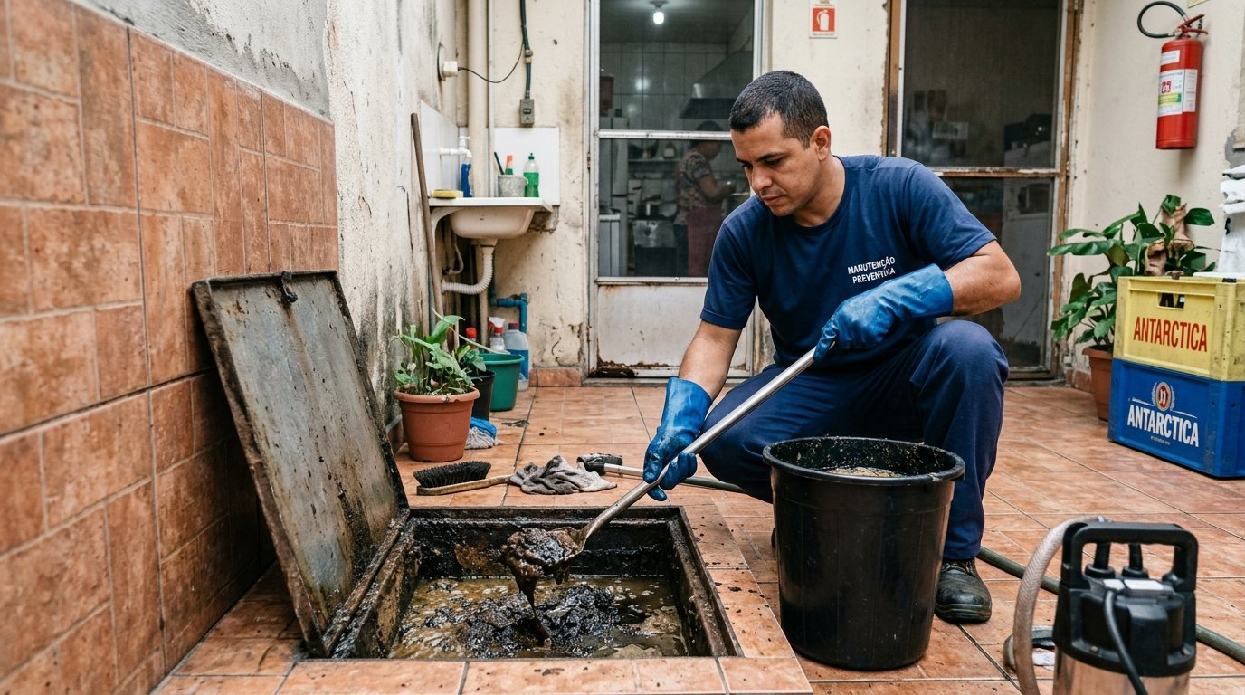 Limpeza de Caixa de Gordura com Equipe em Americana‑SP