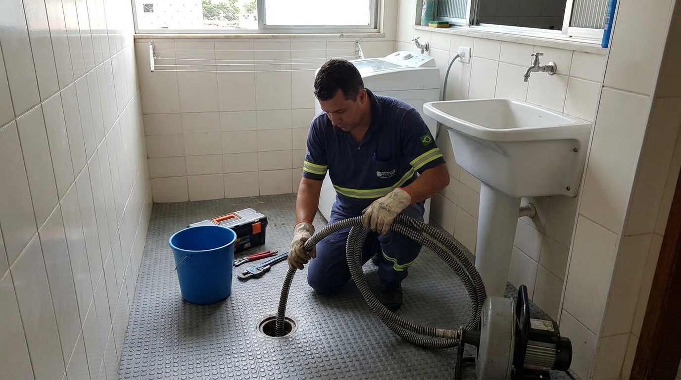 Ponto de Esgoto na Lavanderia em Americana‑SP